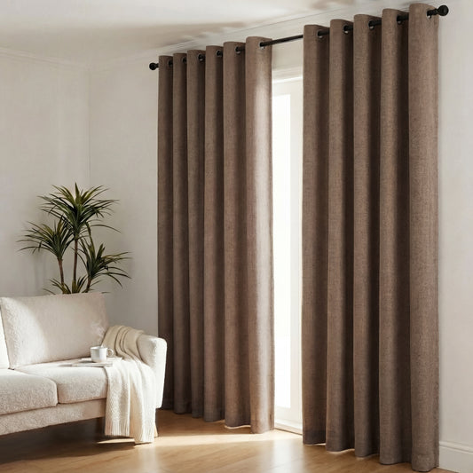 Cortina Blackout 100% En 2 Paños De 140x220cm Textura Lino