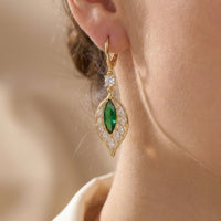 Par De Aretes Hoja de Zirconia - Muy Moderna Uruguay