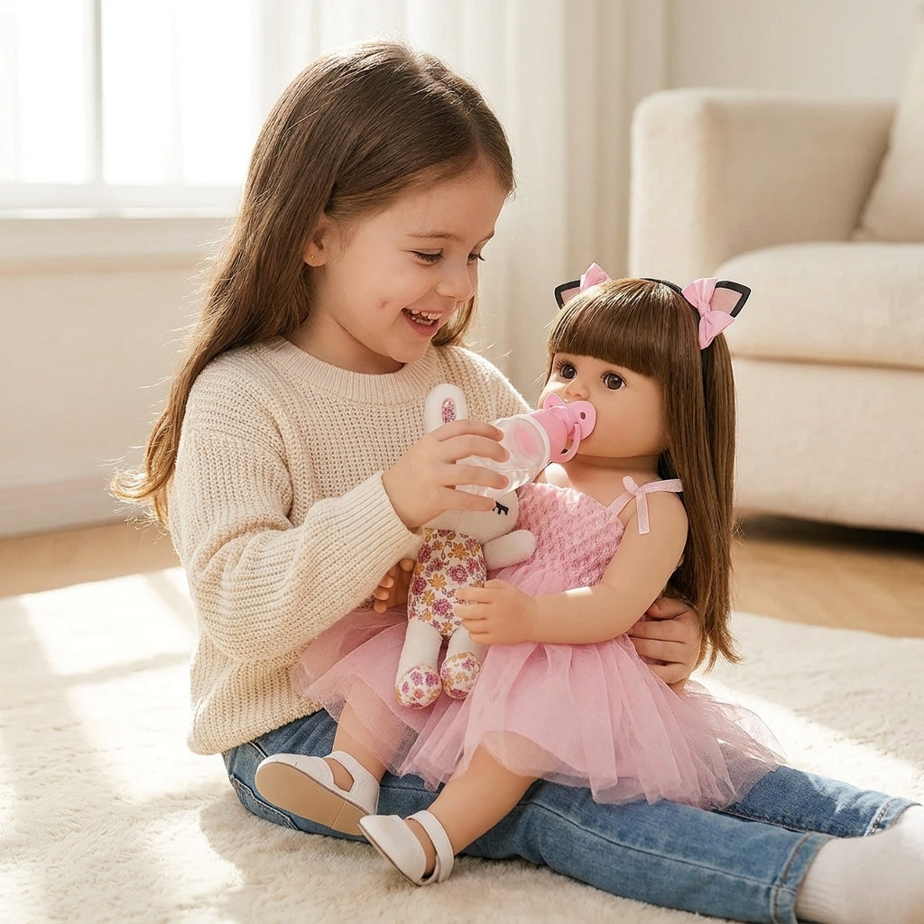 Muñeca Reborn Realista 55cm Con Peluche Juguete Infantil