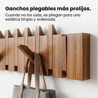 Perchero de Pared Plegable Rústico de Madera – 70 cm