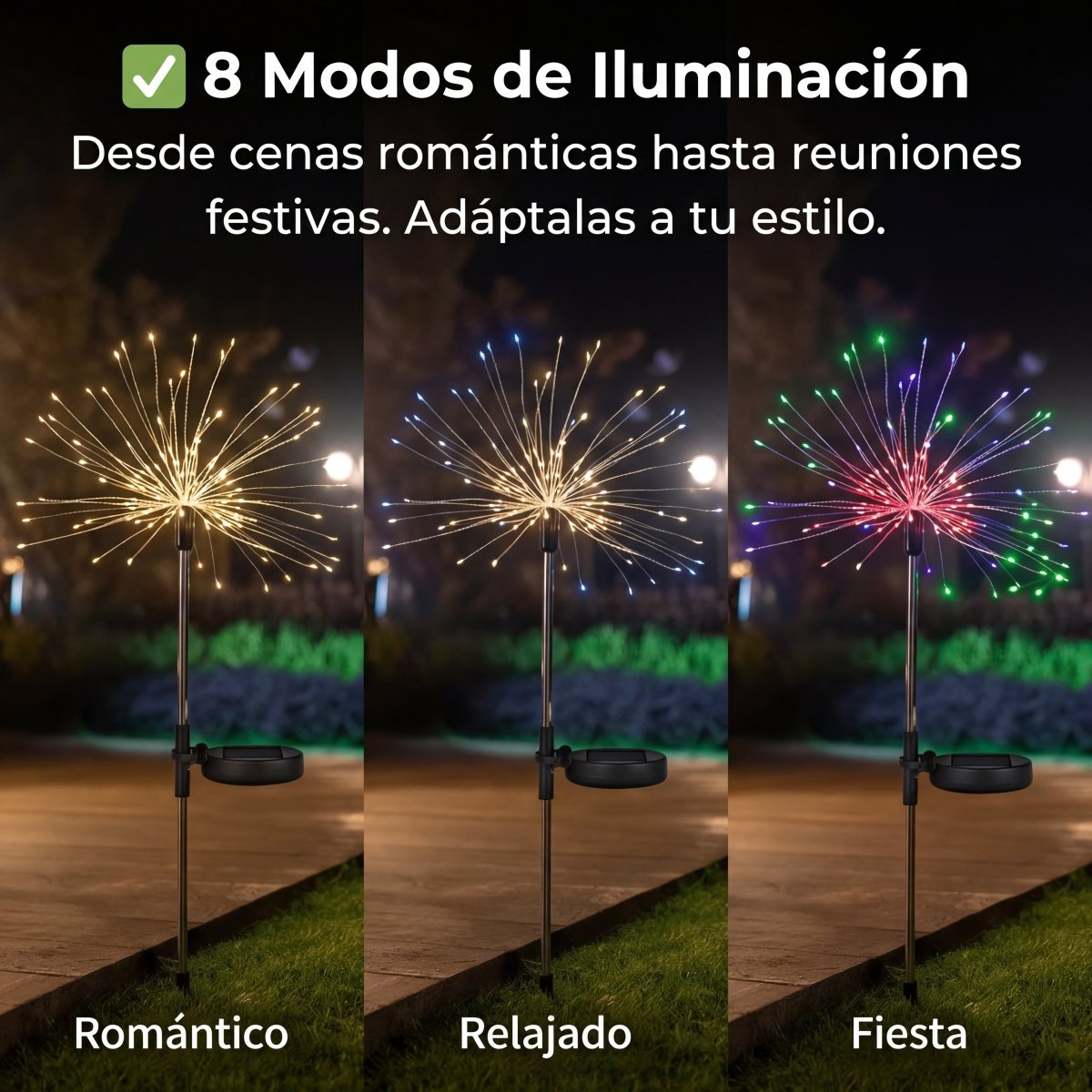 Luz Solar Exterior Decorativa Jardín Efecto Fuegos Artificiales - Muy Moderna Uruguay