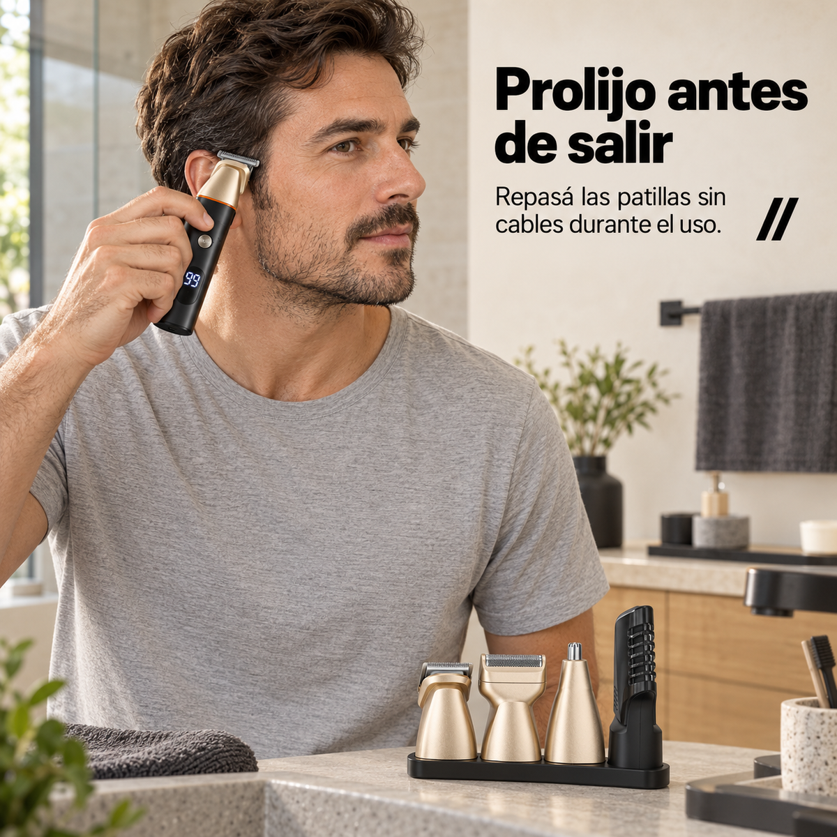 Set de Afeitado y Recorte 5 en 1 Recargable para Hombre