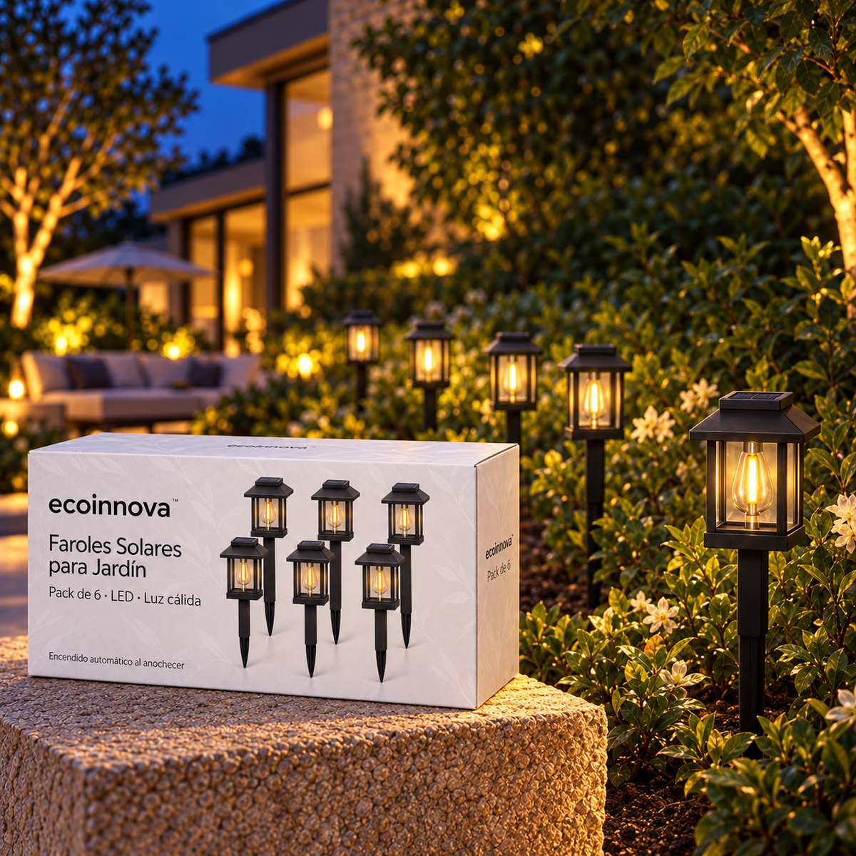 Luces Solares LED para Jardín con Estaca · Pack de 6