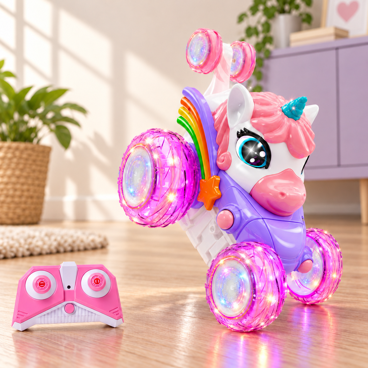 Auto Unicornio a Control Remoto 4x4 con Luces y Giros 360°