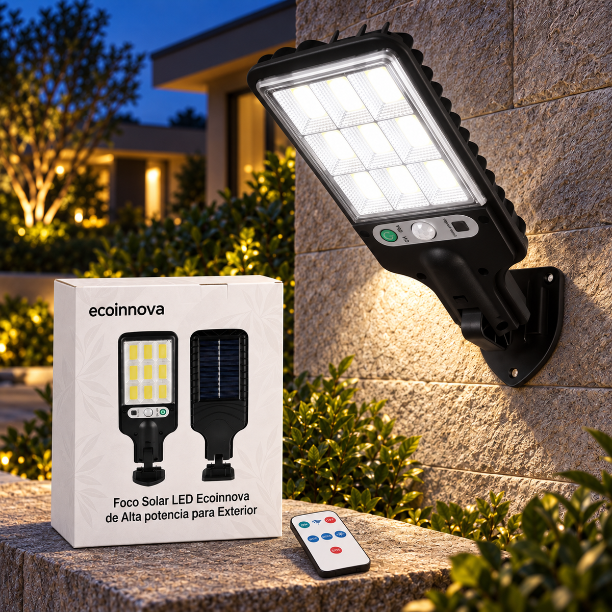 Foco Solar LED Alta potencia para Exterior -Ecoinnova