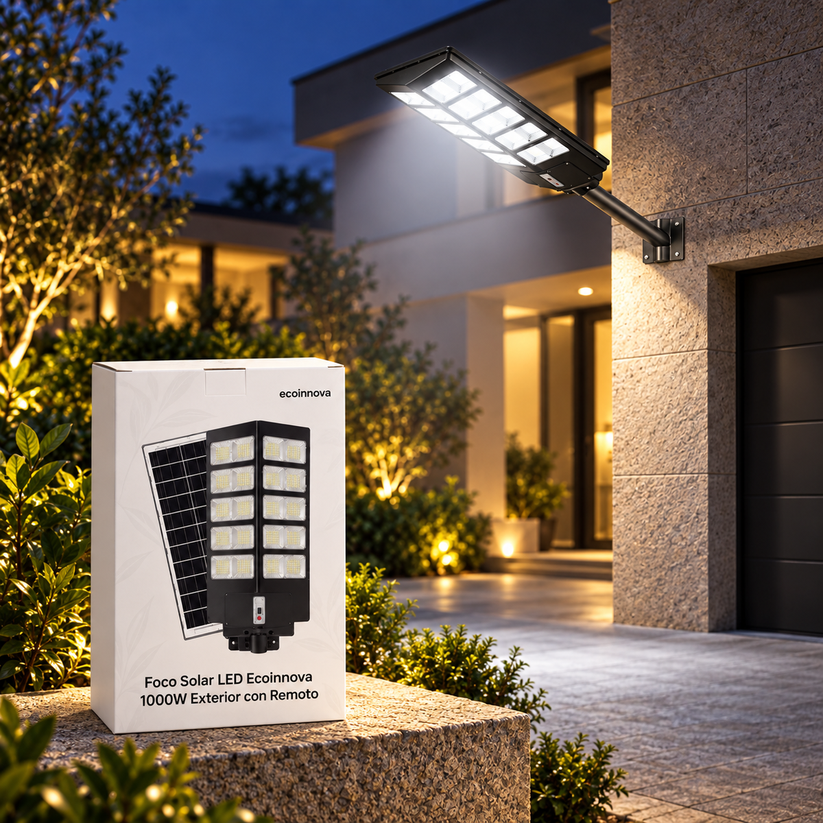 Foco Solar Led 1000w Exterior Alumbrado C/Remoto - Ecoinnova