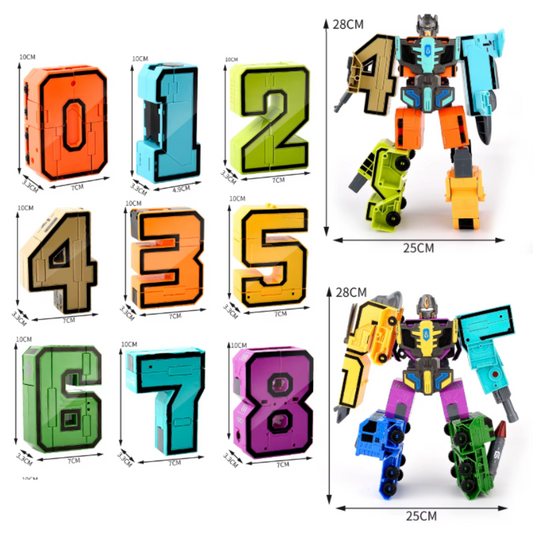 Juego De Números Transformables En Vehículos Y Robot