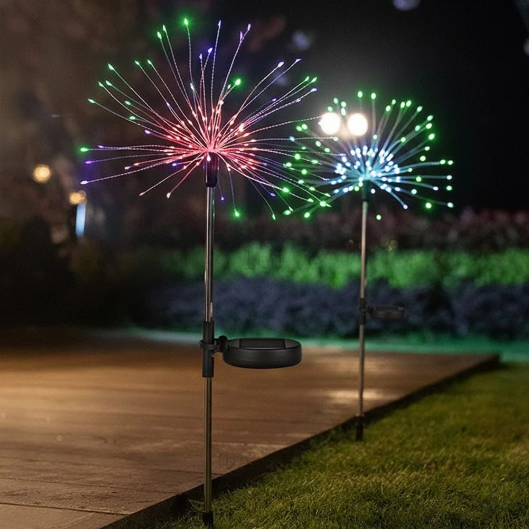 Luz Solar Exterior Decorativa Jardín Efecto Fuegos Artificiales