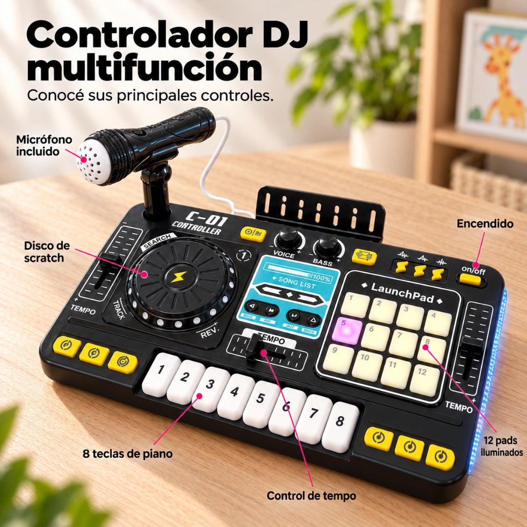 Consola DJ Infantil con Piano y Micrófono — Tocá y Cantá