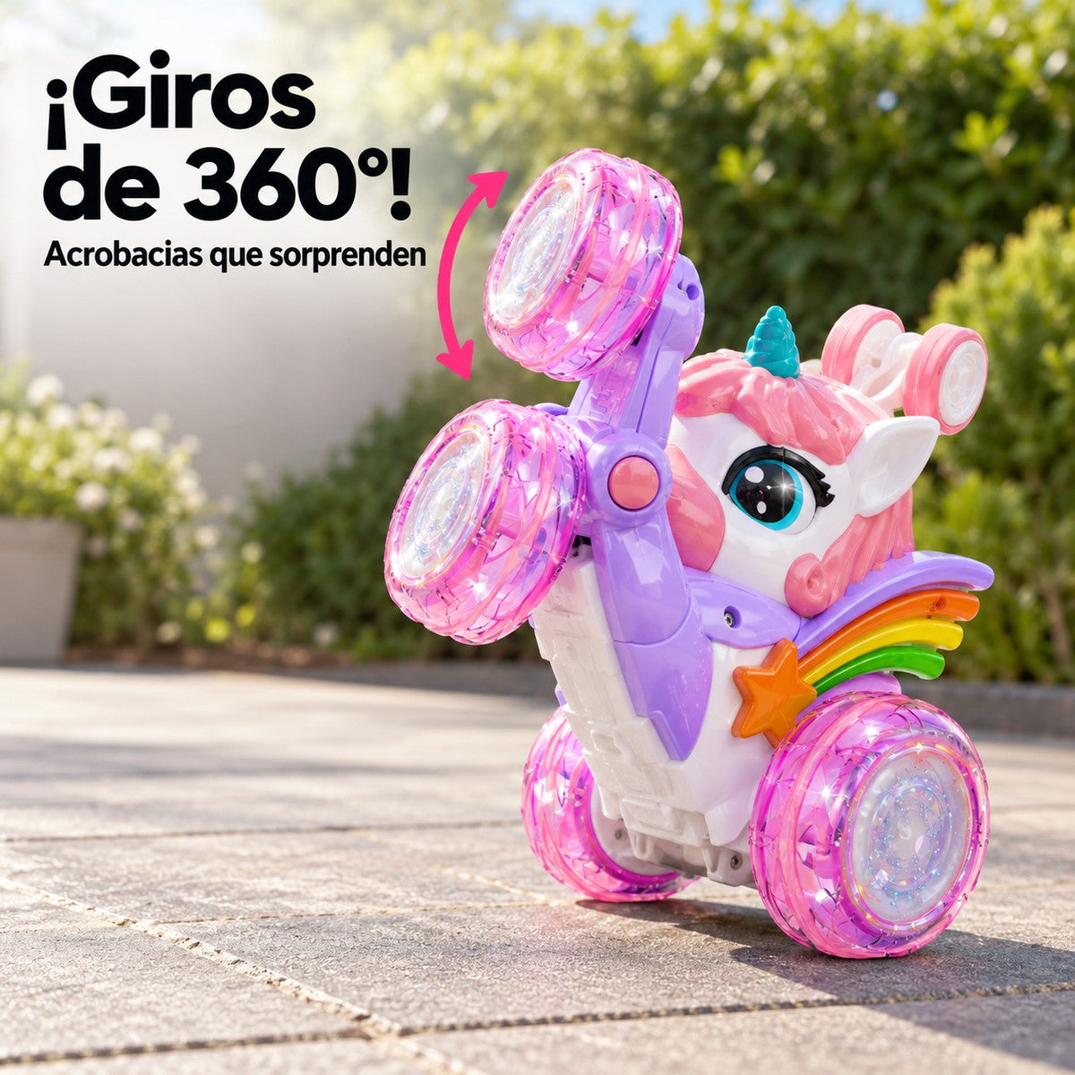 Auto Unicornio a Control Remoto 4x4 con Luces y Giros 360°