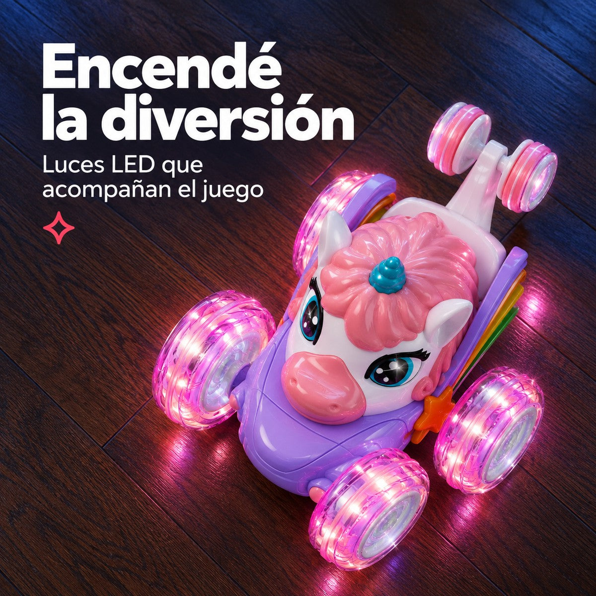 Auto Unicornio a Control Remoto 4x4 con Luces y Giros 360°