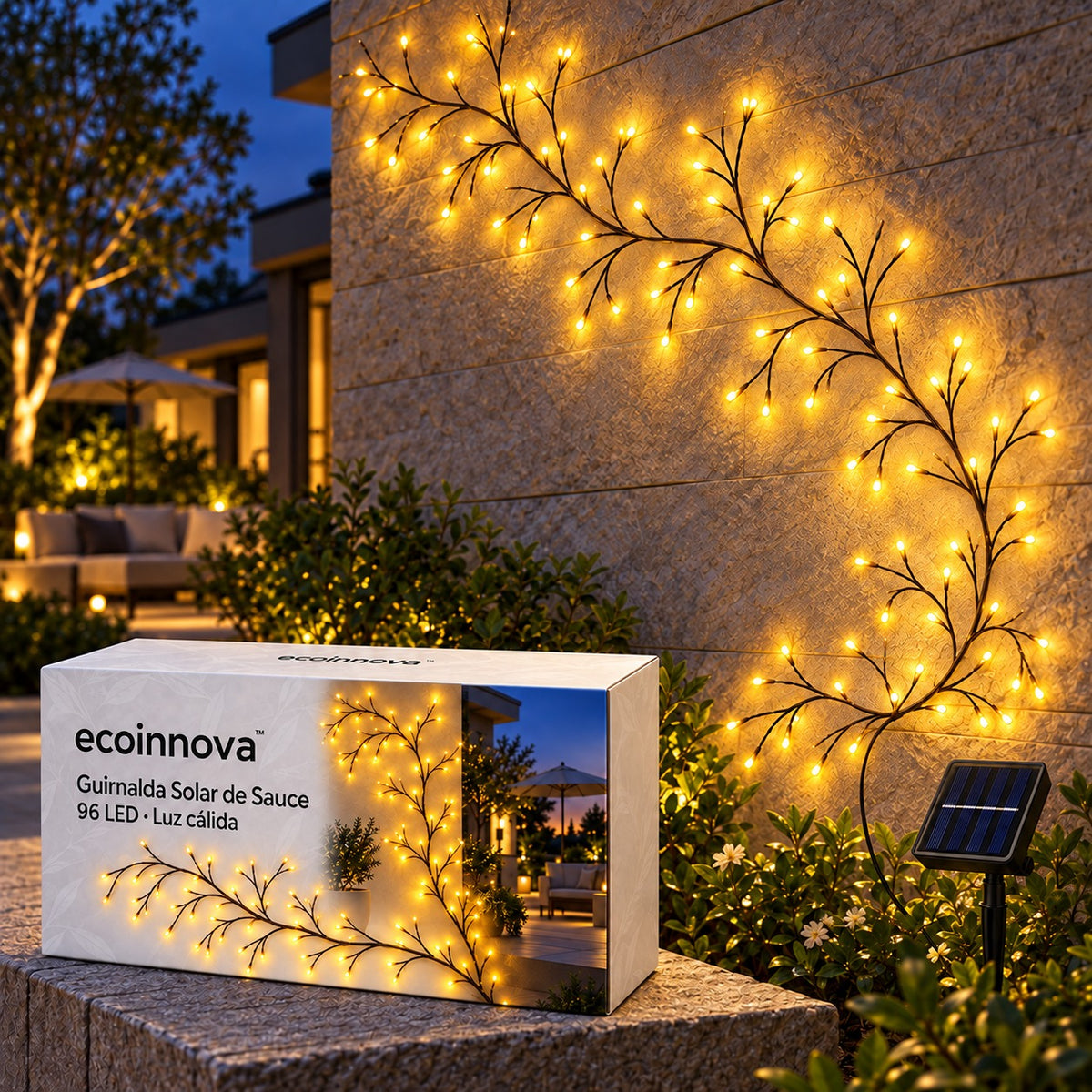 Enredadera Solar 96 LED para Pared y Balcón - Ecoinnova