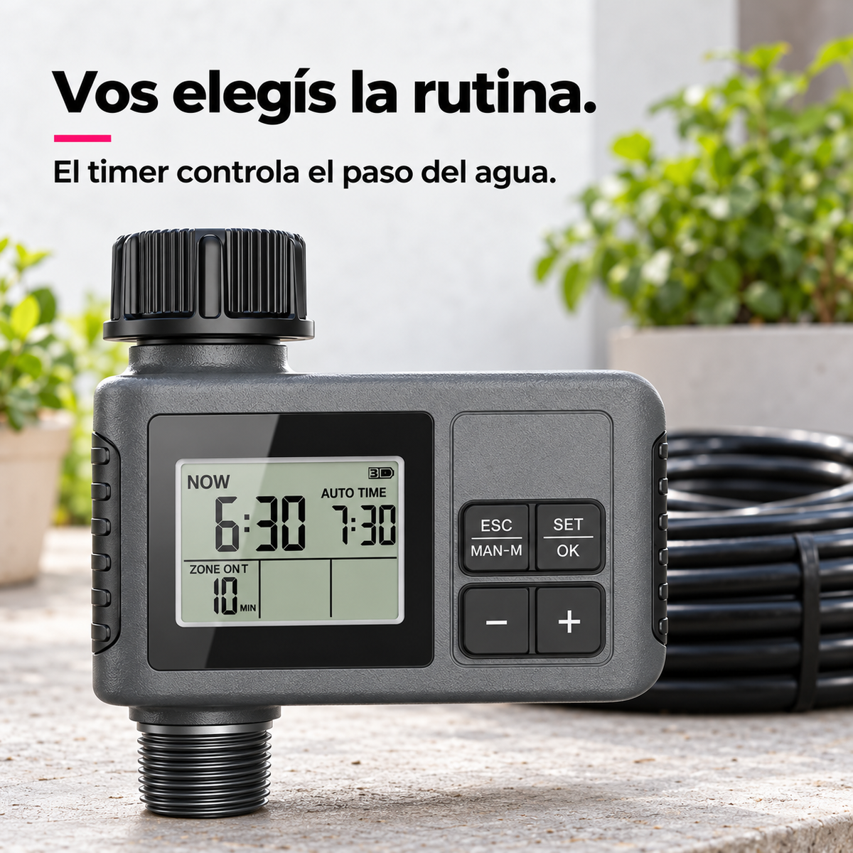 Kit Riego Automático ecoinnova con Timer Manguera y Aspersores