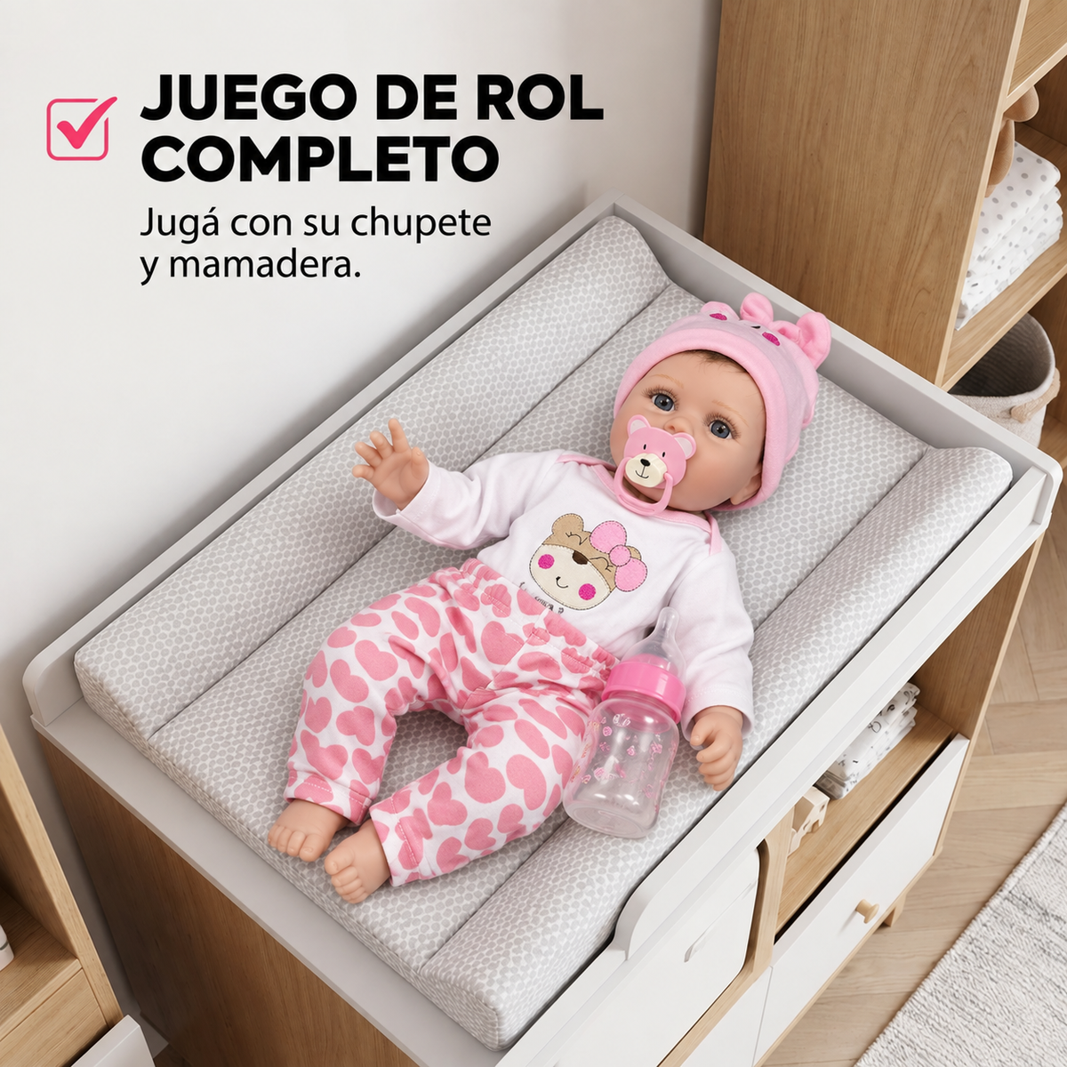 Bebé Reborn Realista 55 cm con Pelo Implantado y Accesorios