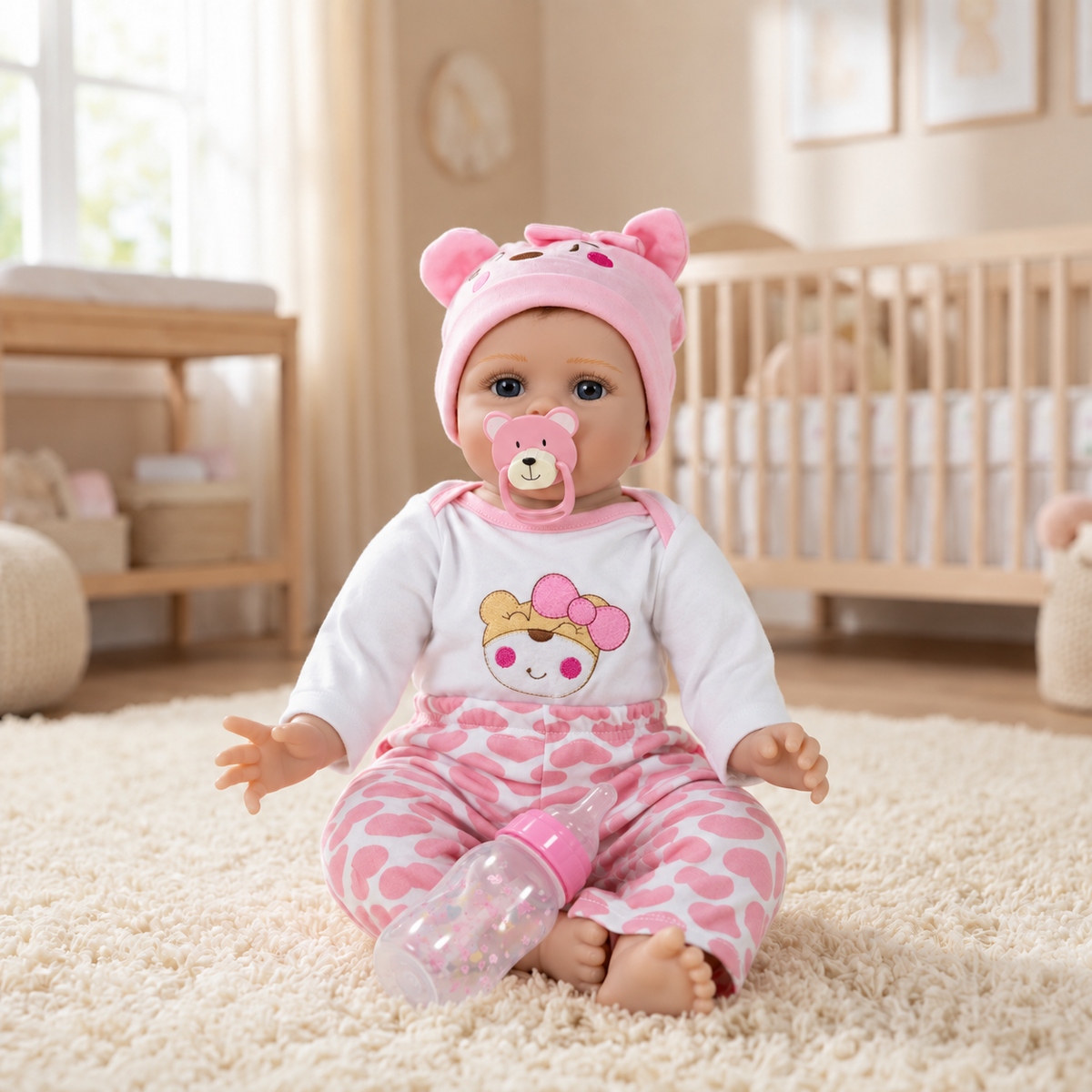 Bebé Reborn Realista 55 cm con Pelo Implantado y Accesorios
