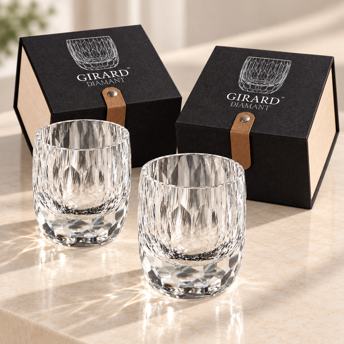Set Girard Diamant con dos vasos de cristal K9 de 210 ml y dos cajas de presentación individuales