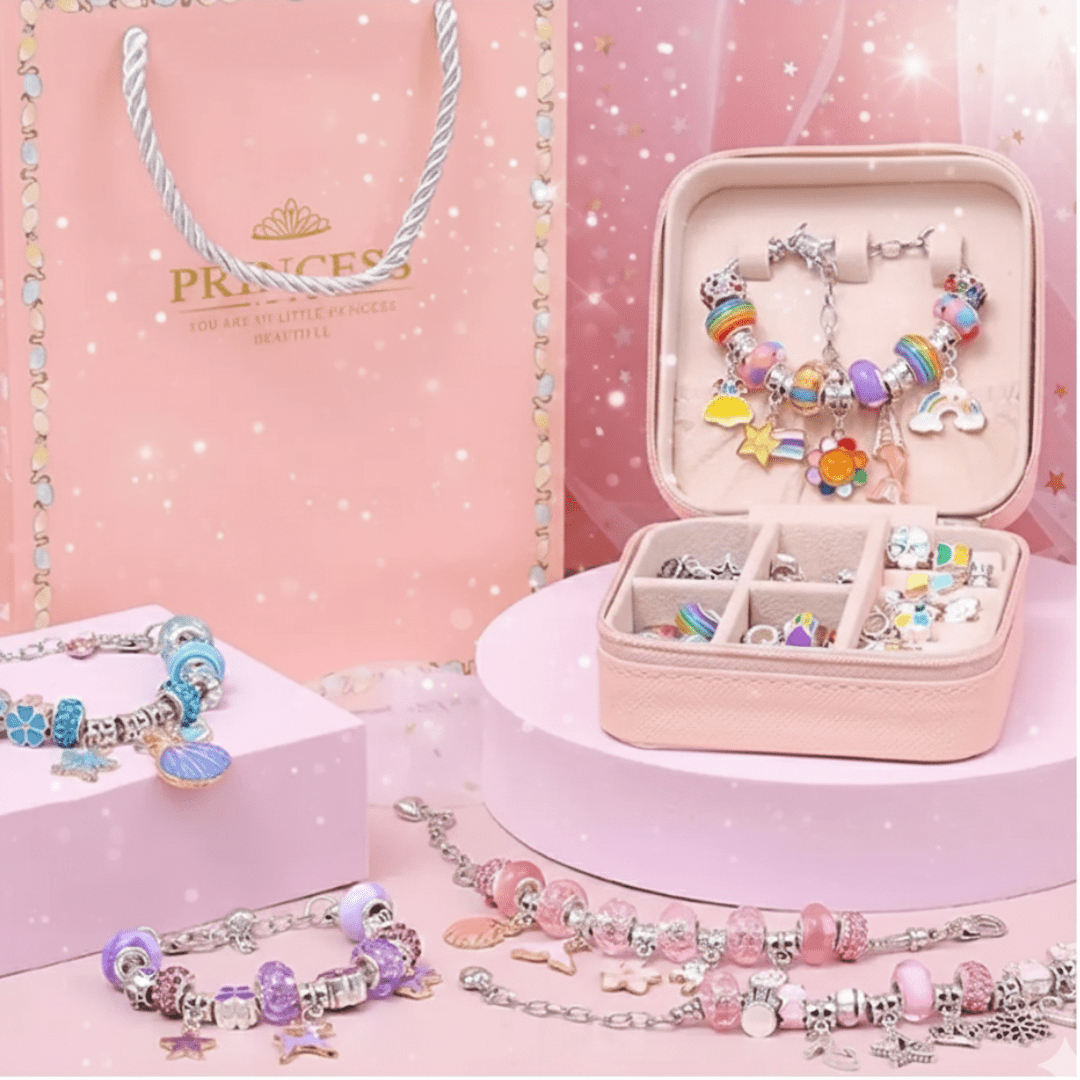 Kit Completo para Crear Pulseras Metálicas con Dijes y Cuentas - Muy Moderna Uruguay