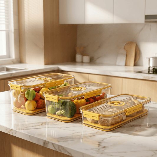 Set 3 Organizadores Heladera Tapers Herméticos Escurrido - Muy Moderna Uruguay