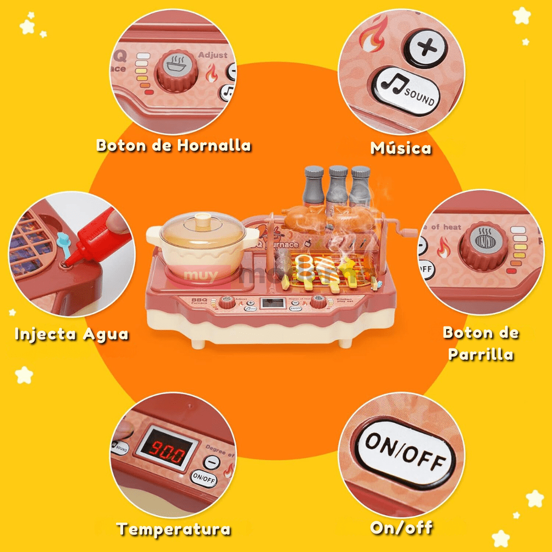 Set Completo Barbacoa De Juguete Simulador De Cocina con Efectos - Muy Moderna Uruguay