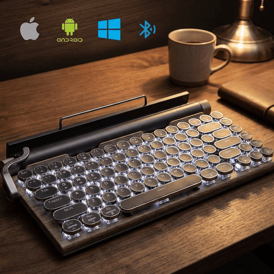 Teclado Bluetooth Mecánico Retro Switch Blue Inalámbrico - Muy Moderna Uruguay