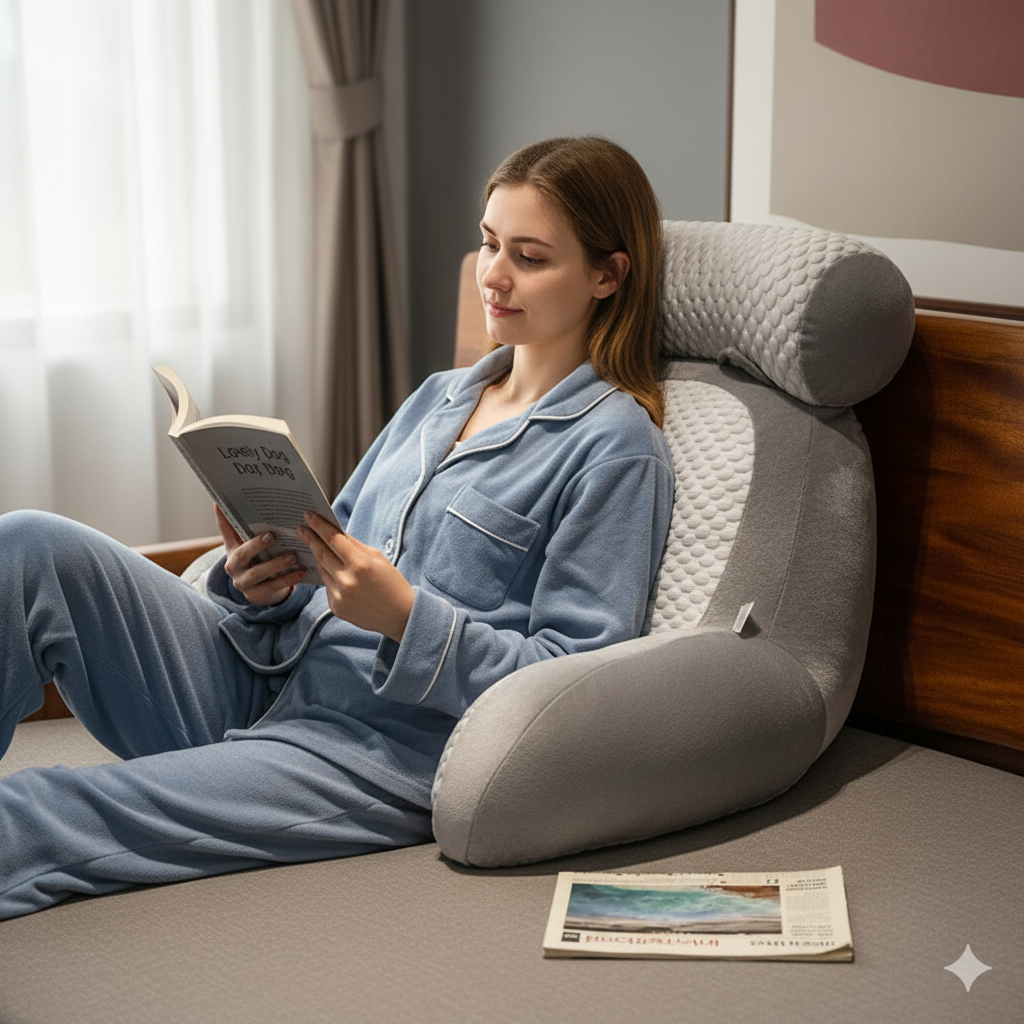 Almohadón Lumbar con Posabrazo para Cama, Silla y Sillón