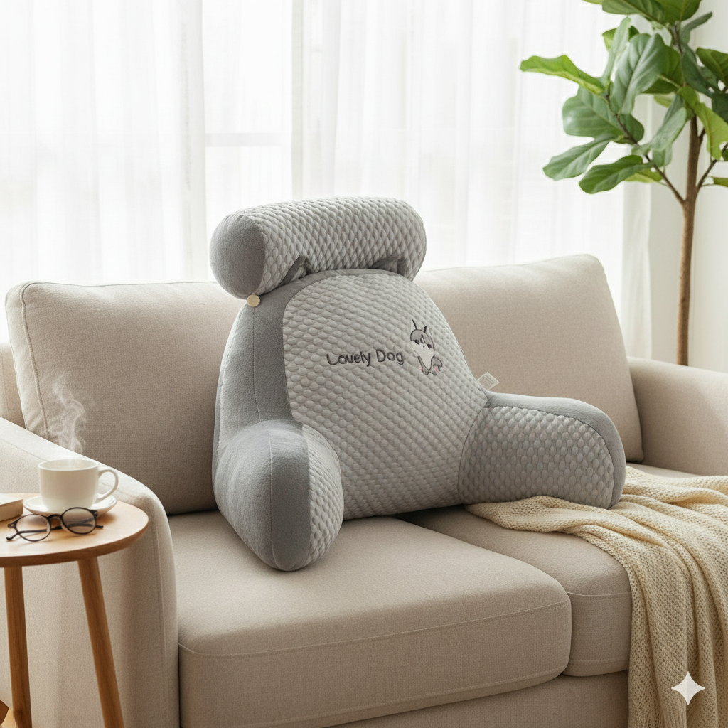 Almohadón Lumbar con Posabrazo para Cama, Silla y Sillón