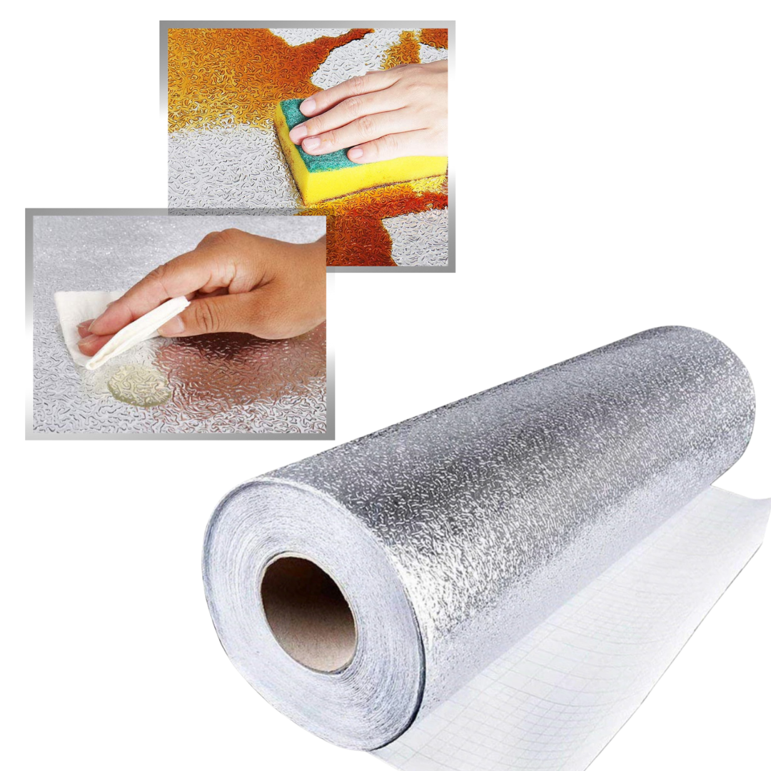 Rollo de Papel Aluminio Adhesivo Impermeable para Cocina (5 Metros)