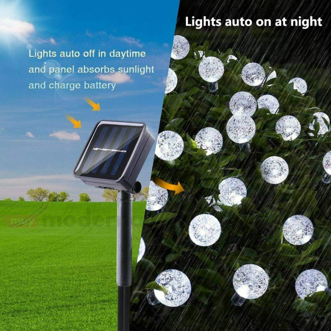 Guirnalda Solar Bolitas Led De Para Jardin Exterior 5 Metros