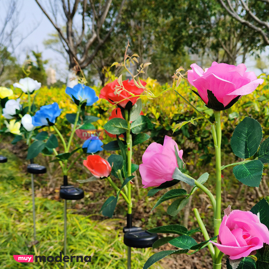 Par de Rosas LED Solar (2 Unidades)