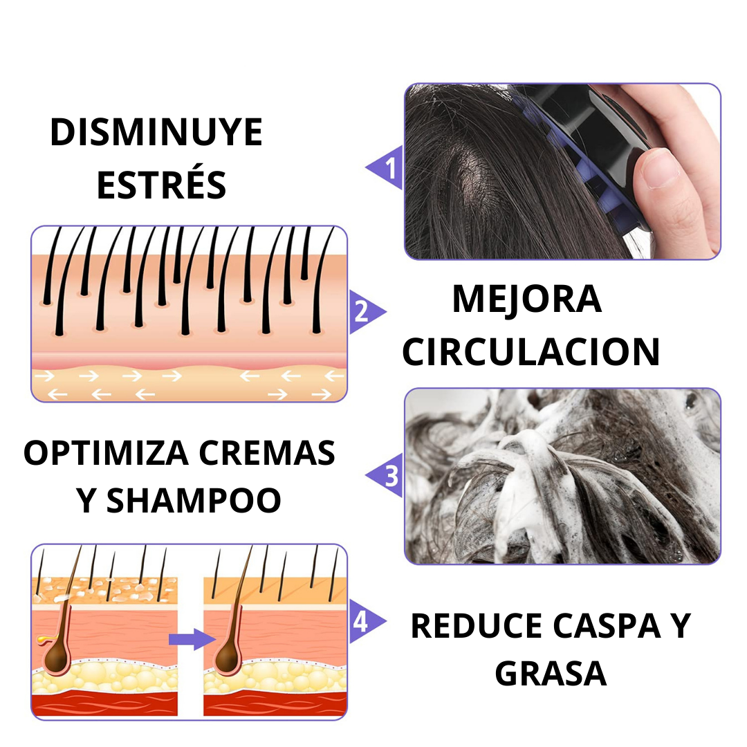 Cepillo De Silicona Masajeador De Cabeza Para Ducha Shampoo