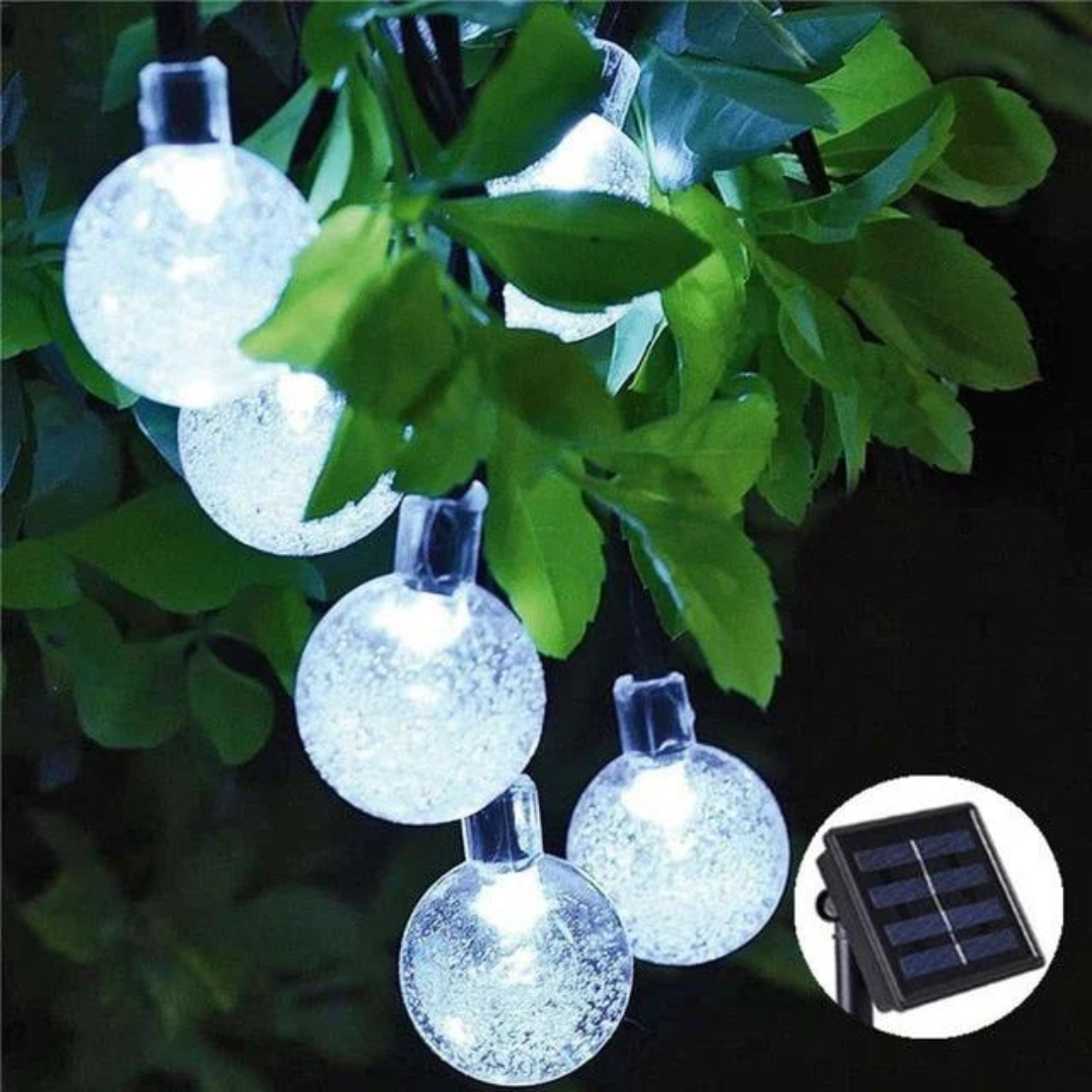 Guirnalda Solar Bolitas Led De Para Jardin Exterior 5 Metros