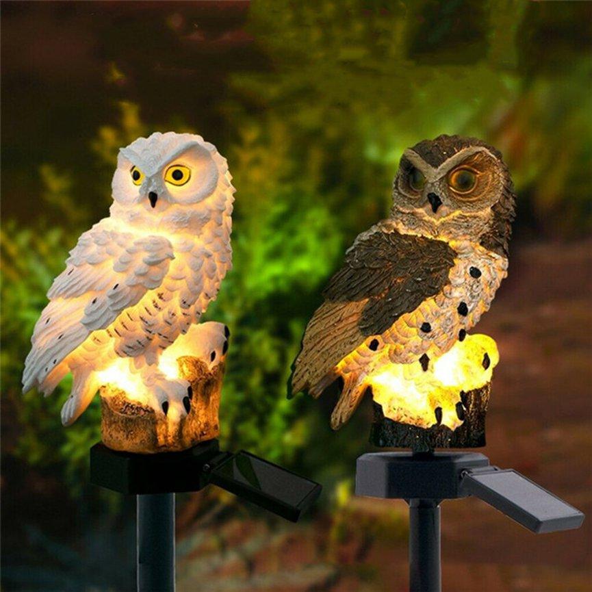 Par de Búhos LED Solar Para Jardín