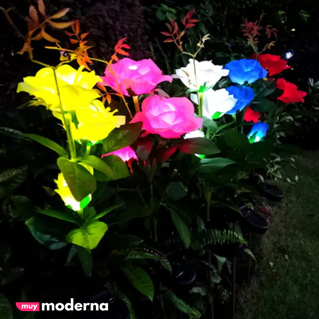 Par de Rosas LED Solar (2 Unidades)