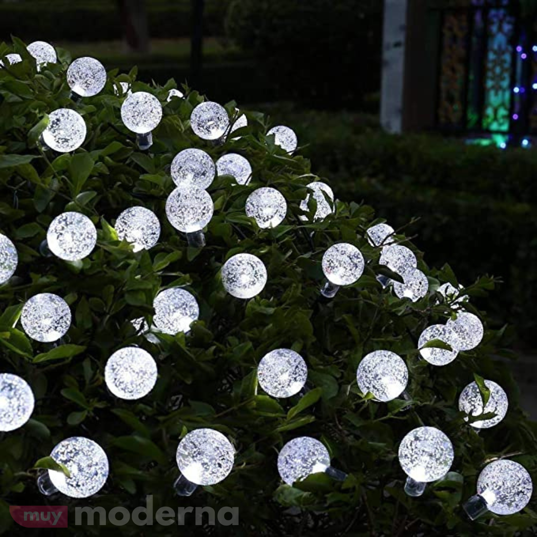 Guirnalda Solar Bolitas Led De Para Jardin Exterior 5 Metros