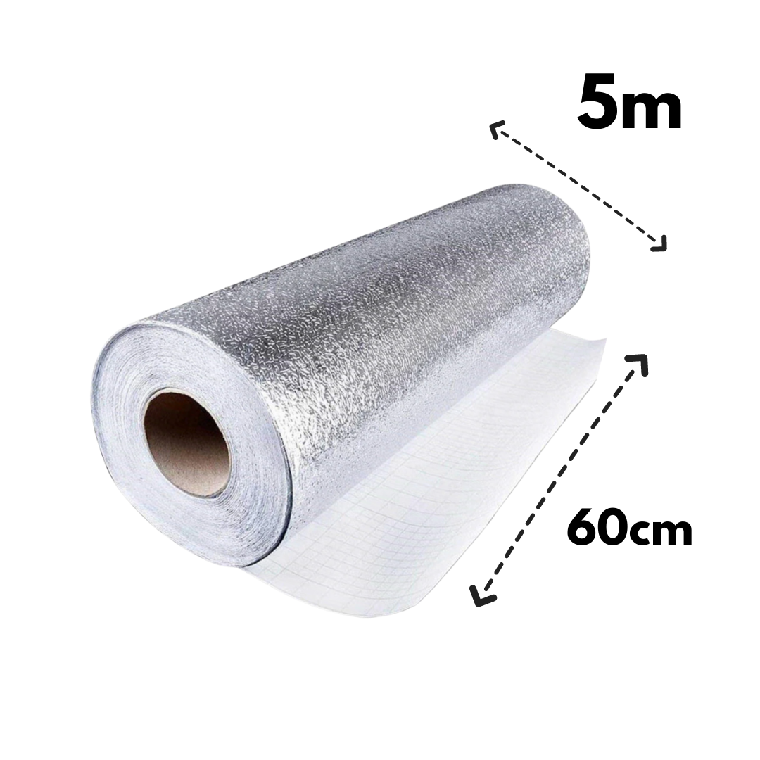 Rollo de Papel Aluminio Adhesivo Impermeable para Cocina (5 Metros)