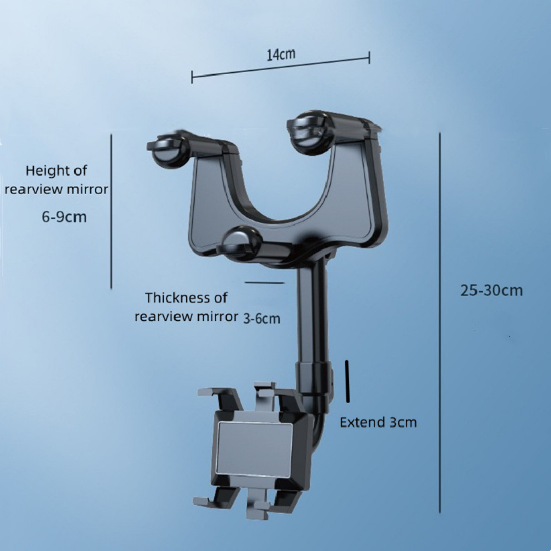 Soporte Articulado 1080° para Celular con Agarre para Retrovisor