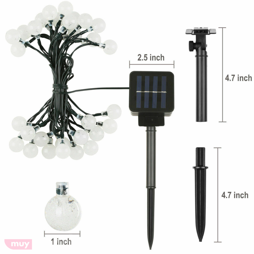 Guirnalda Solar Bolitas Led De Para Jardin Exterior 5 Metros