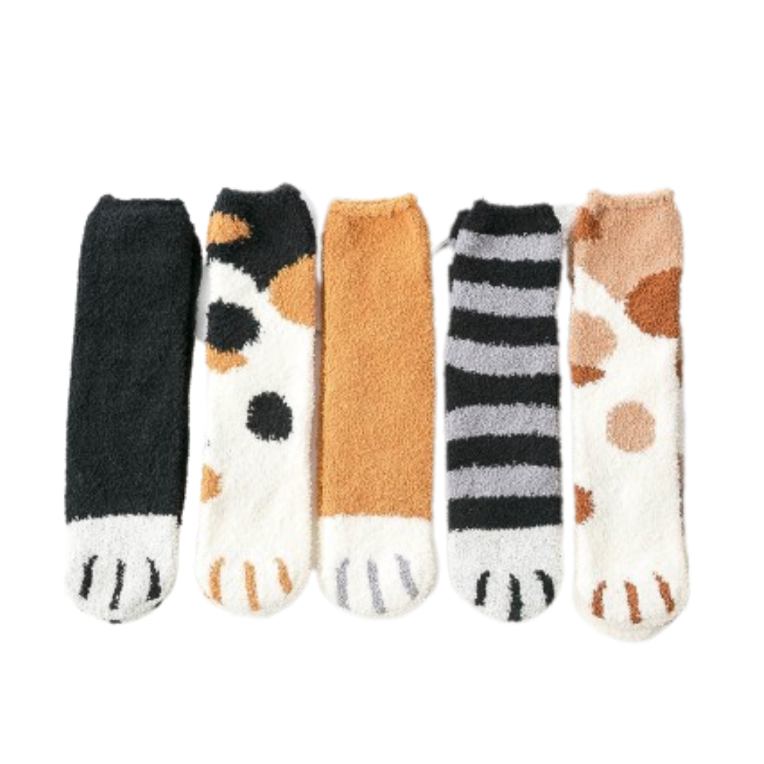 5 Pares de Medias de Invierno estilo Patitas de Gato